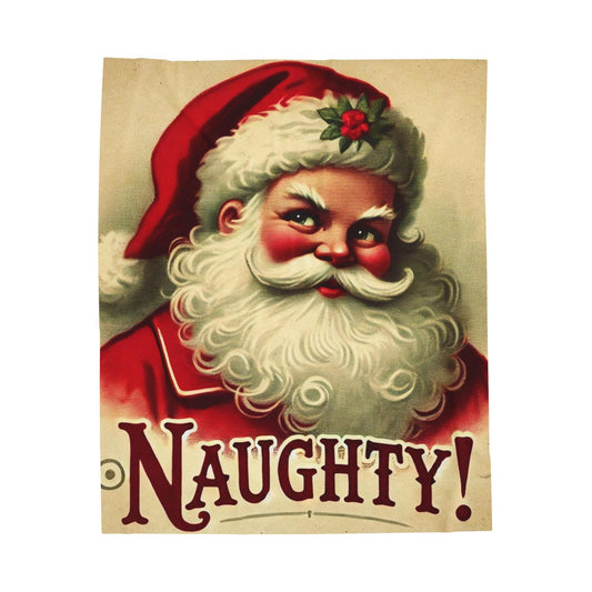 Naughty Plush Blanket, Santa Claus Design, Soft Fleece Throw, Housewarming Gift, Holiday Home Decor, Christmas Theme, Warm Bedding