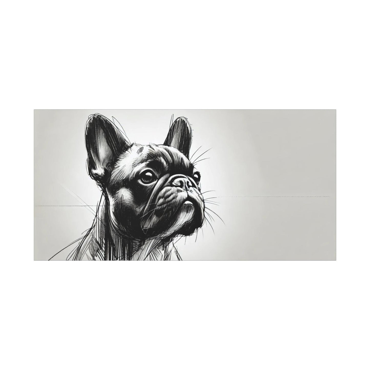 Canvas Print French Bulldog Charcoal Sketch Portrait, LGBT Housewarming Gift, Gay Dog Lover, Original Stretched Modern Wall Art, 7 Sizes