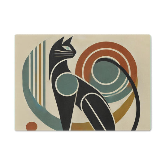 Mid-Century Cutting Board, Vintage Cat Kitchen Decor, Retro Chopping Block, Cooking Gift, Glass Serving Tray, Foodie Accessories