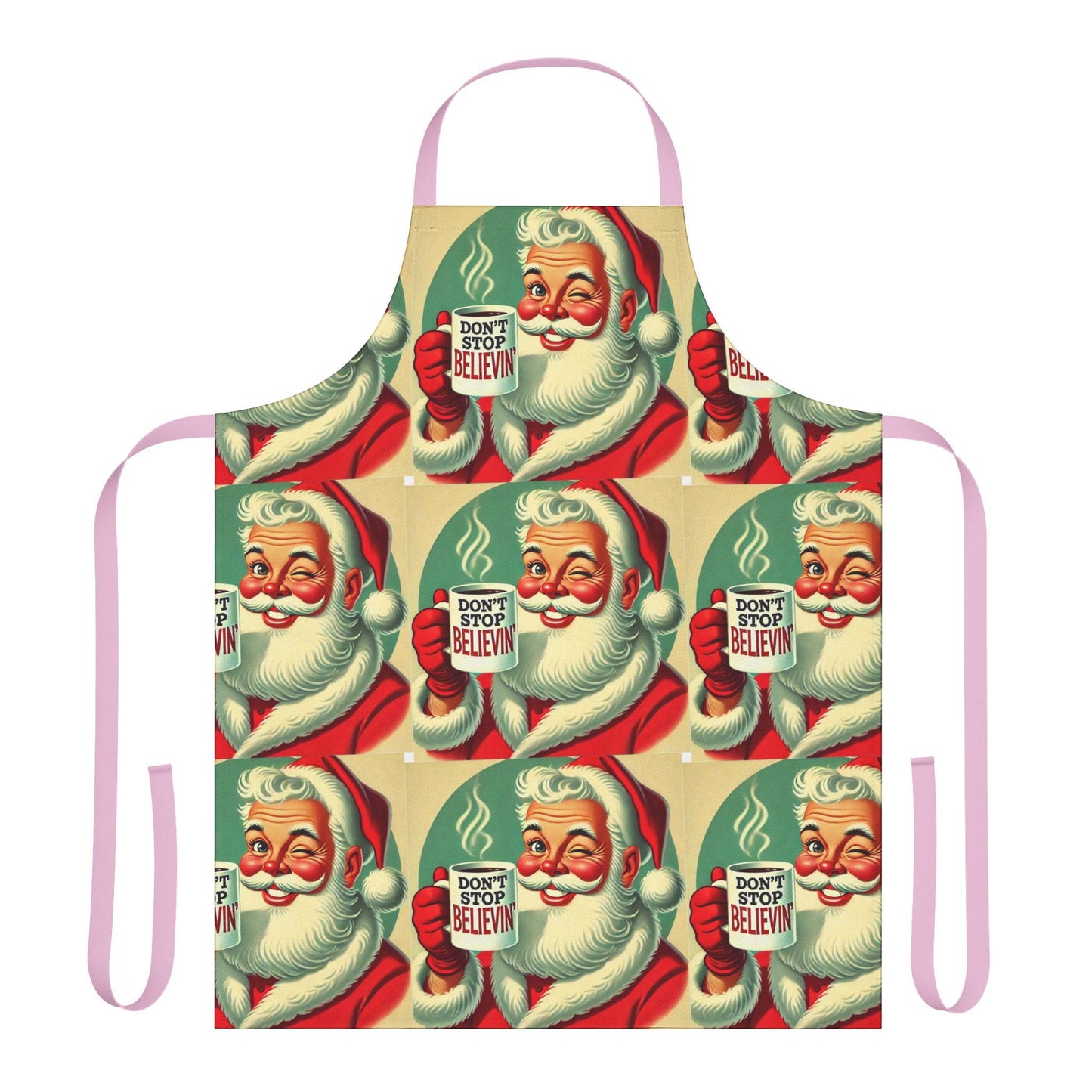 Funny Christmas Gift Apron, 5-Color Straps to Choose From, Grilling, Kiss the Cook, Santa Claus