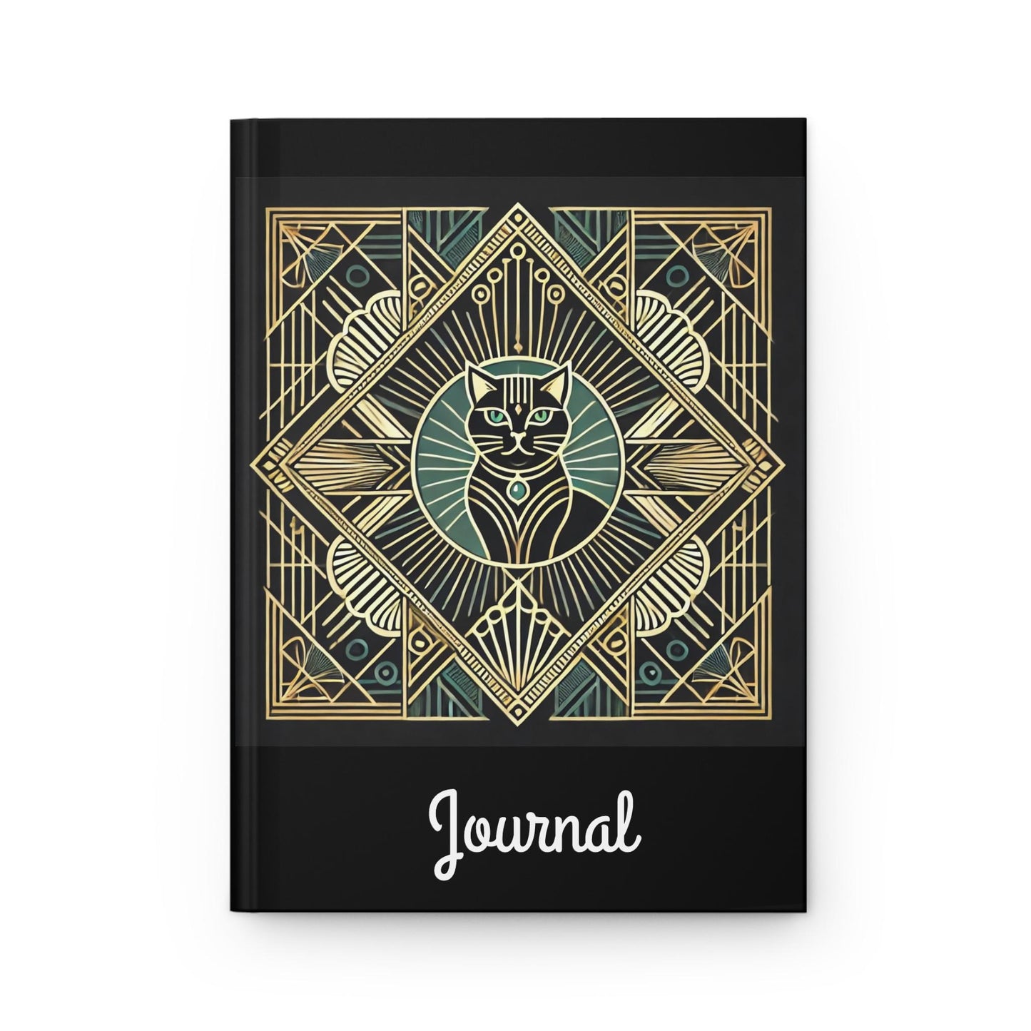 Cat Journal Hardcover - Vintage Art Deco Design - Book Lovers Gift, Retro Diary, Nature Journal, Literature Notebook