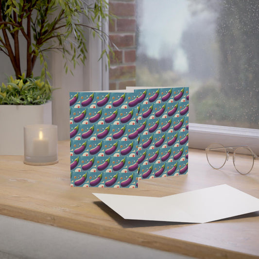 Funny Greeting Cards, Pack of 10, Original Eggplant Emoji Stationery Set, Spicy Unique Birthday Or Anniversary Gift