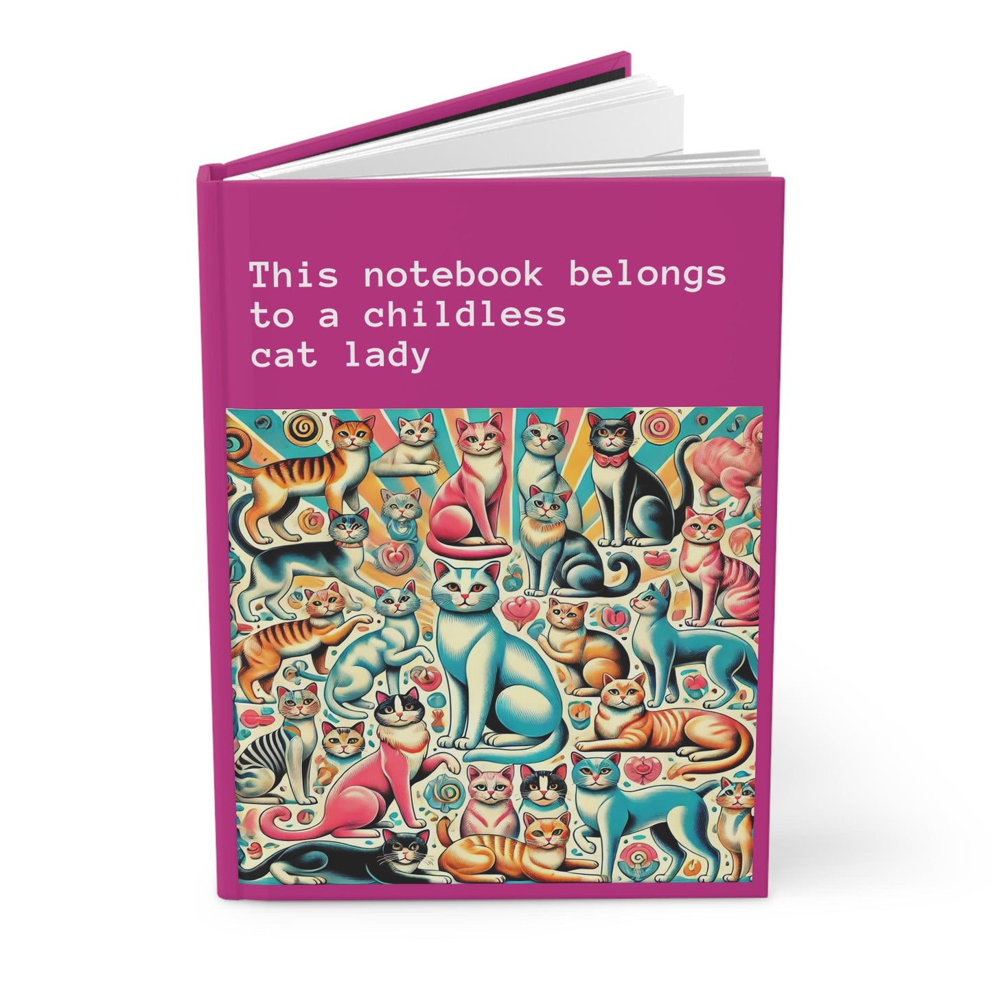 Cat Lady Journal Hardcover - Funny Vintage Design Matte Journal - Humorous Notebook, Book Lovers Gift, Retro Art Diary, Childless Cat Lady
