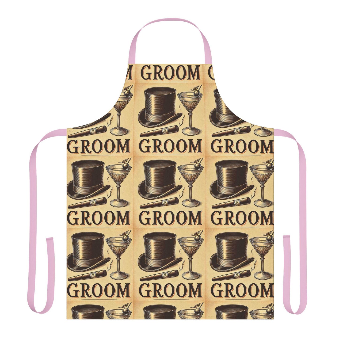 Groom Gift BBQ Apron, 5-Color Straps to Choose From, Wedding Gifts, Grilling, Kiss the Cook, Newlyweds