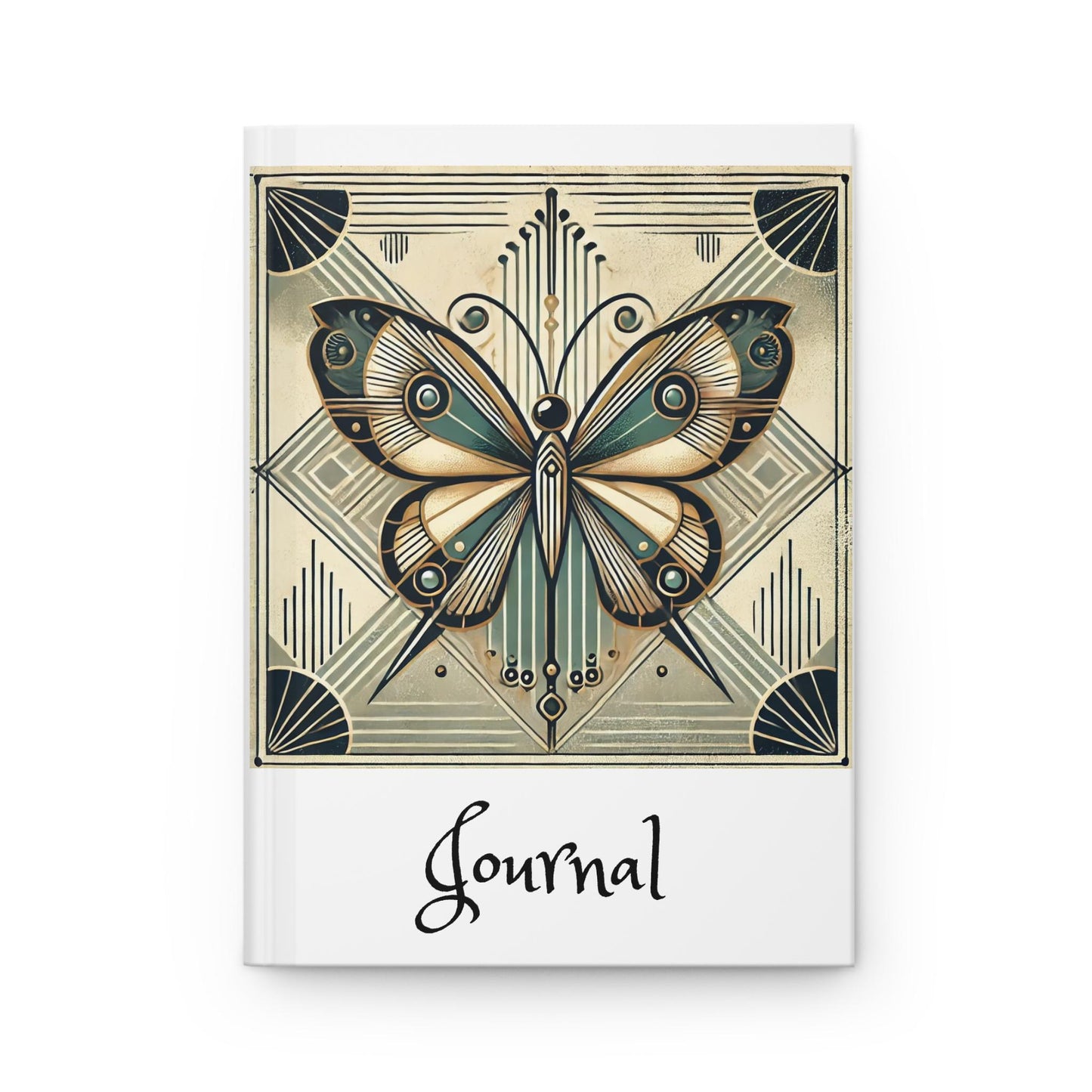Butterfly Journal Hardcover - Vintage Art Deco Design - Book Lovers Gift, Retro Diary, Nature Journal, Literature Notebook