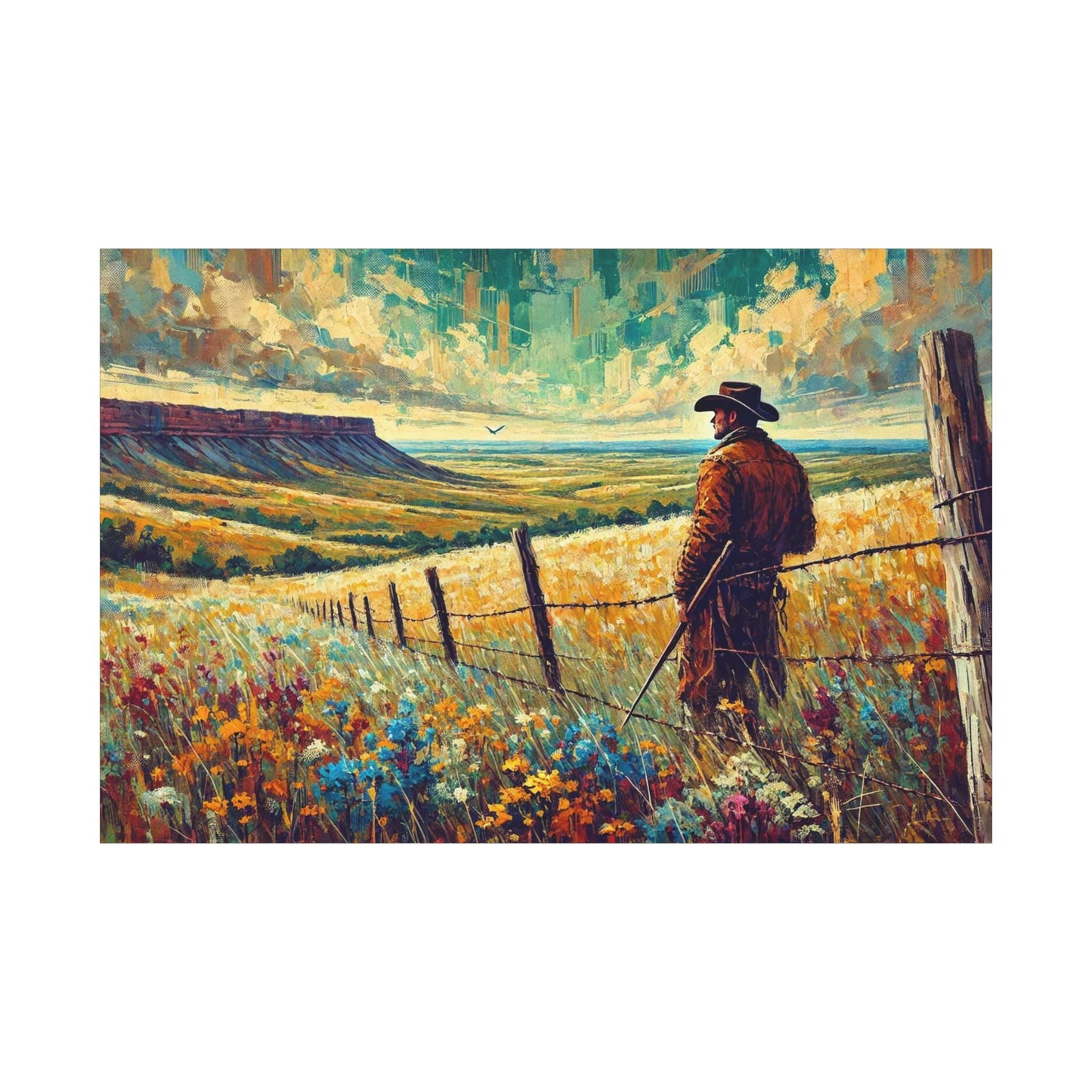 Original Impressionist Hill Country Canvas Print, Matte Stretched Art, 7 Sizes Available, Wall Decor, Landscape Painting, Home Office Decor