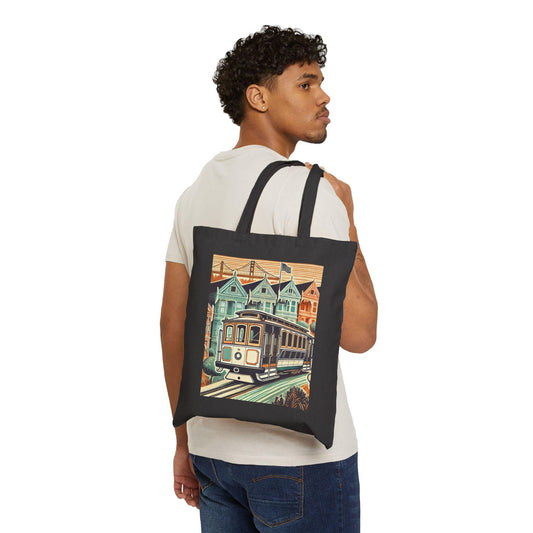 San Francisco Tote Bag, Golden Gate Bridge, Reusable Shopping Bag, Eco-Friendly Grocery Bag, Vintage Design, Travel