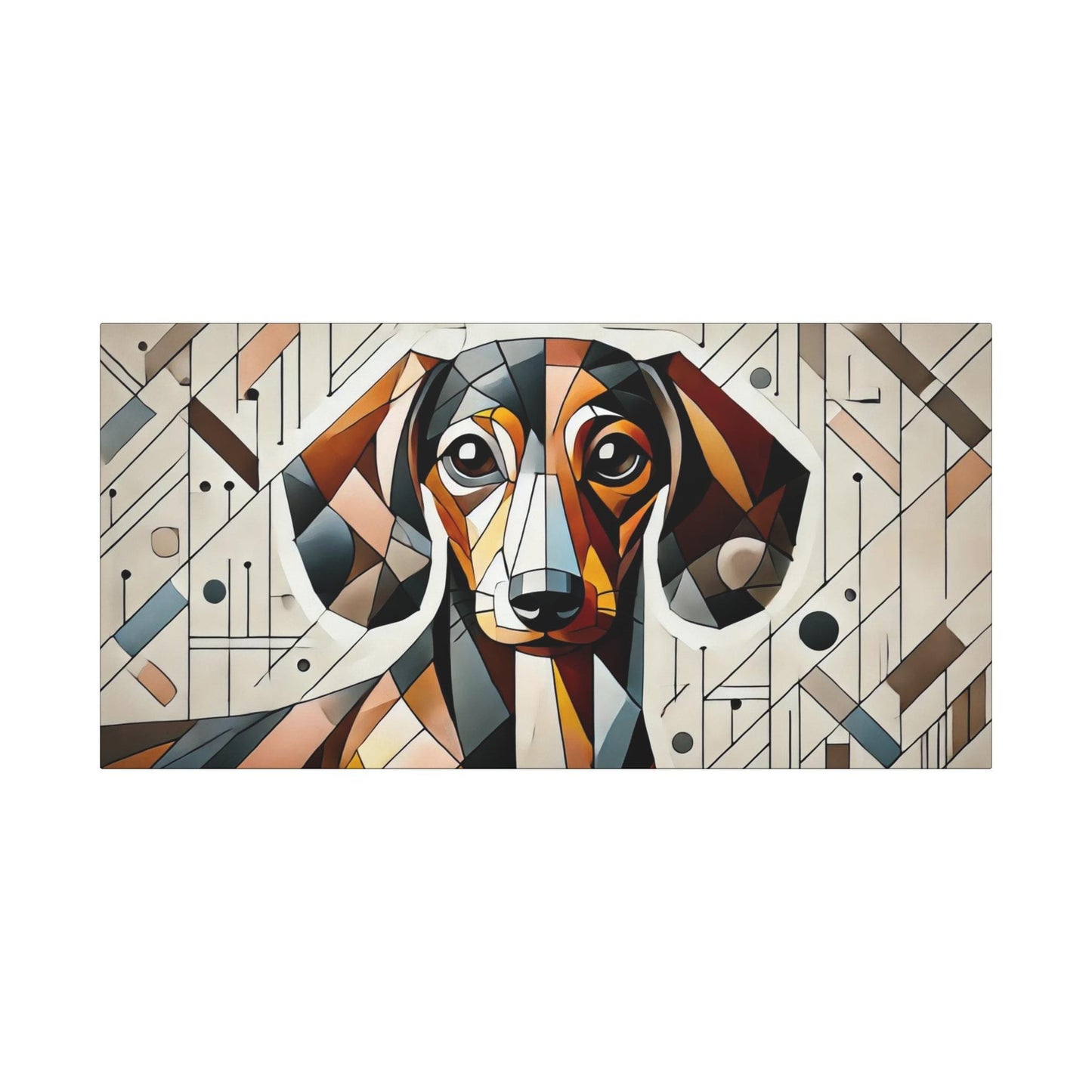 Canvas Print Dachshund Modern Cubist Portrait, LGBT Housewarming Gift, Gay Weiner Dog Lover, Unique Matte Stretched Wall Art, 7 Sizes