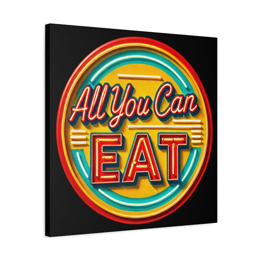 All You Can Eat Canvas Print, Vintage Neon Sign Design, Funny Queer Wall Pop Art, Modern LGBT Decor, Gay Housewarming, Matte Canvas