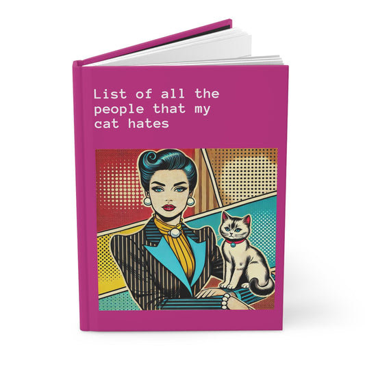 Cat Journal Hardcover - Funny Vintage Pop Art Matte Journal - Humorous Notebook, Book Lover Gift, Retro Art Diary, LGBT Cat Lover Gift