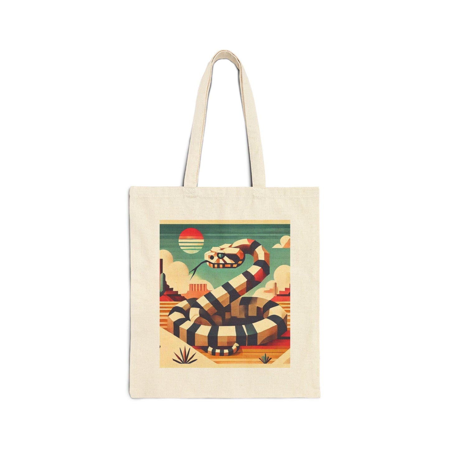 Canvas Tote Bag, Modern Southwestern Rattlesnake Design, Eco-Friendly Bag, Book Lover Gift, Reusable Shopping Bag, Snake Lover