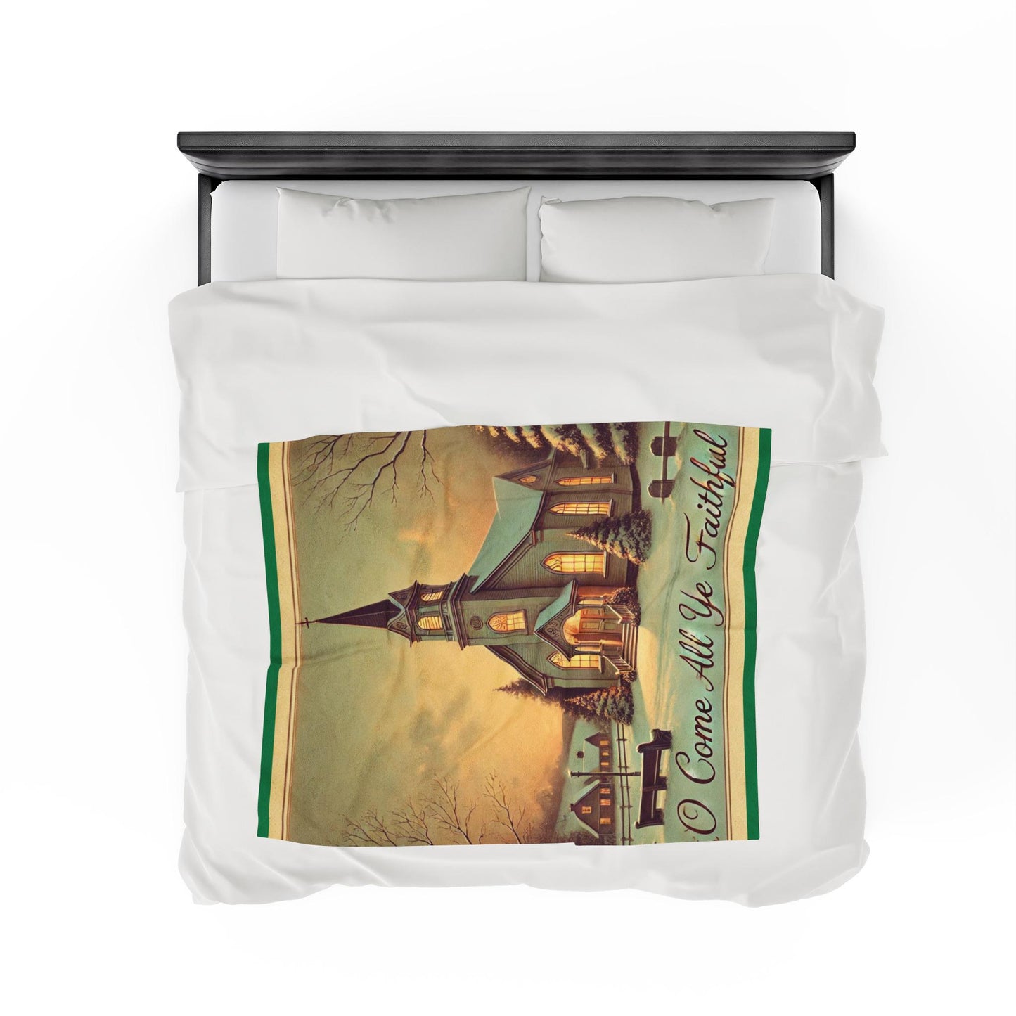 Plush Blanket, O Come All Ye Faithful Design, Fleece Throw, Housewarming Gift, Holiday Home Decor, Religous Christmas Theme, Warm Bedding