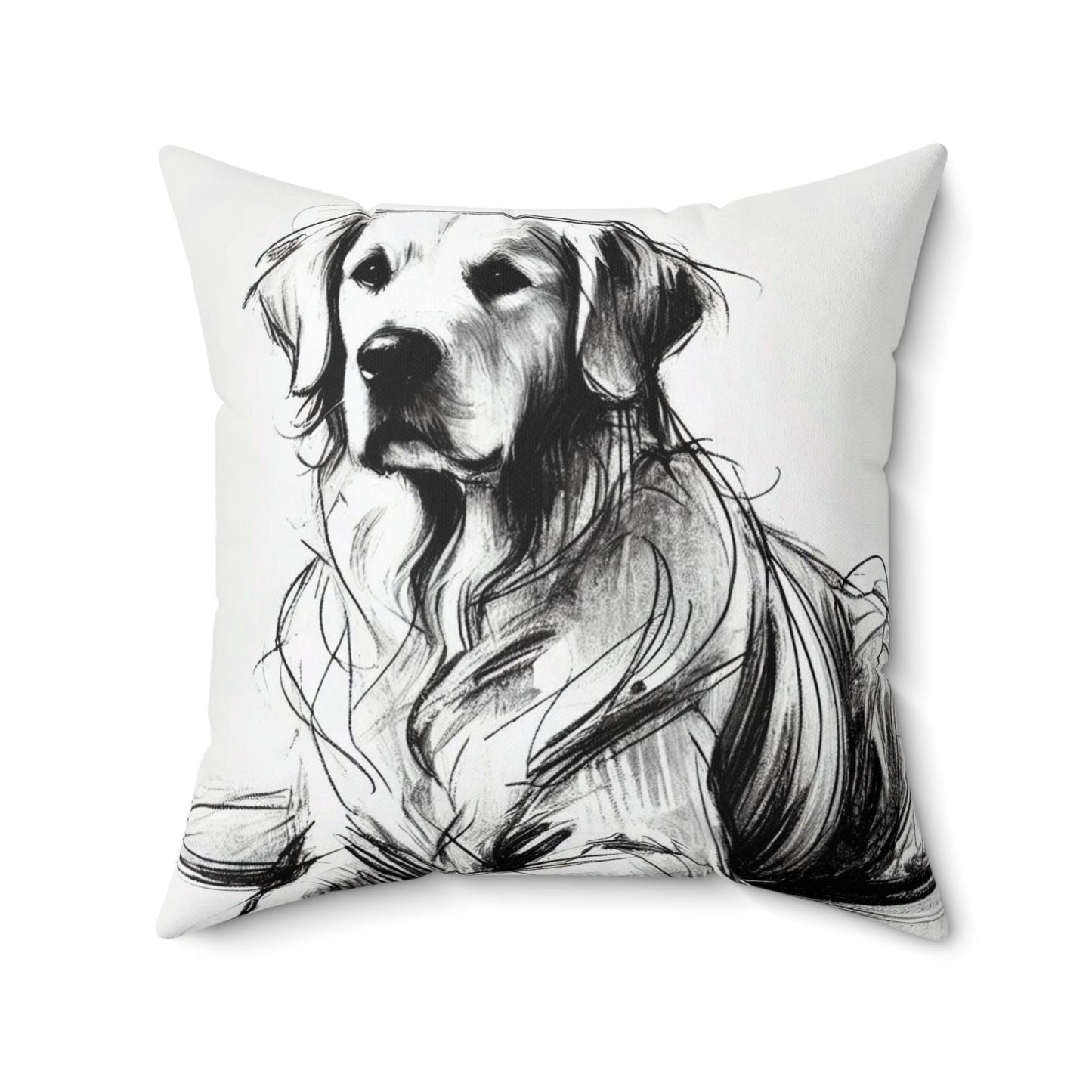 Pillow Golden Retriever Charcoal Sketch Design, LGBT Housewarming, Modern Art Charm, Soft Throw Pillow, Chic Home Decor, Gay Dog Lover Gift
