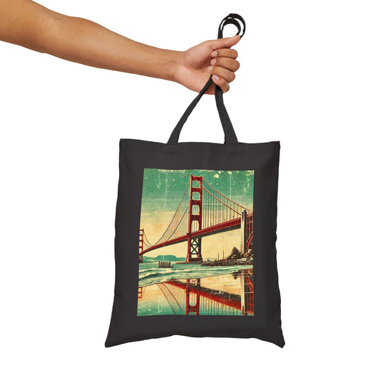 San Francisco Tote Bag, Golden Gate Bridge, Reusable Shopping Bag, Eco-Friendly Grocery Bag, Vintage Design, Travel