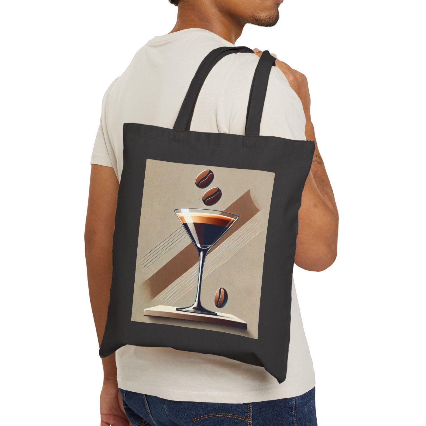 Canvas Tote Bag, Fun Espresso Martini Design, Eco-Friendly Bag, Book Lovers Gift, Reusable Grocery Shopping, Coffee Lover Gift