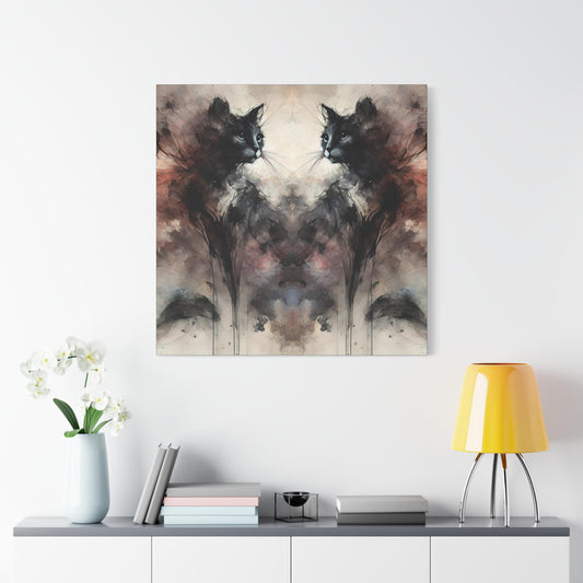 Modern Canvas Print, Original Abstract Watercolor Cat Reflections 1 Portrait, Stylish Housewarming Gift Canvas Wall Art, Chic Home Decor