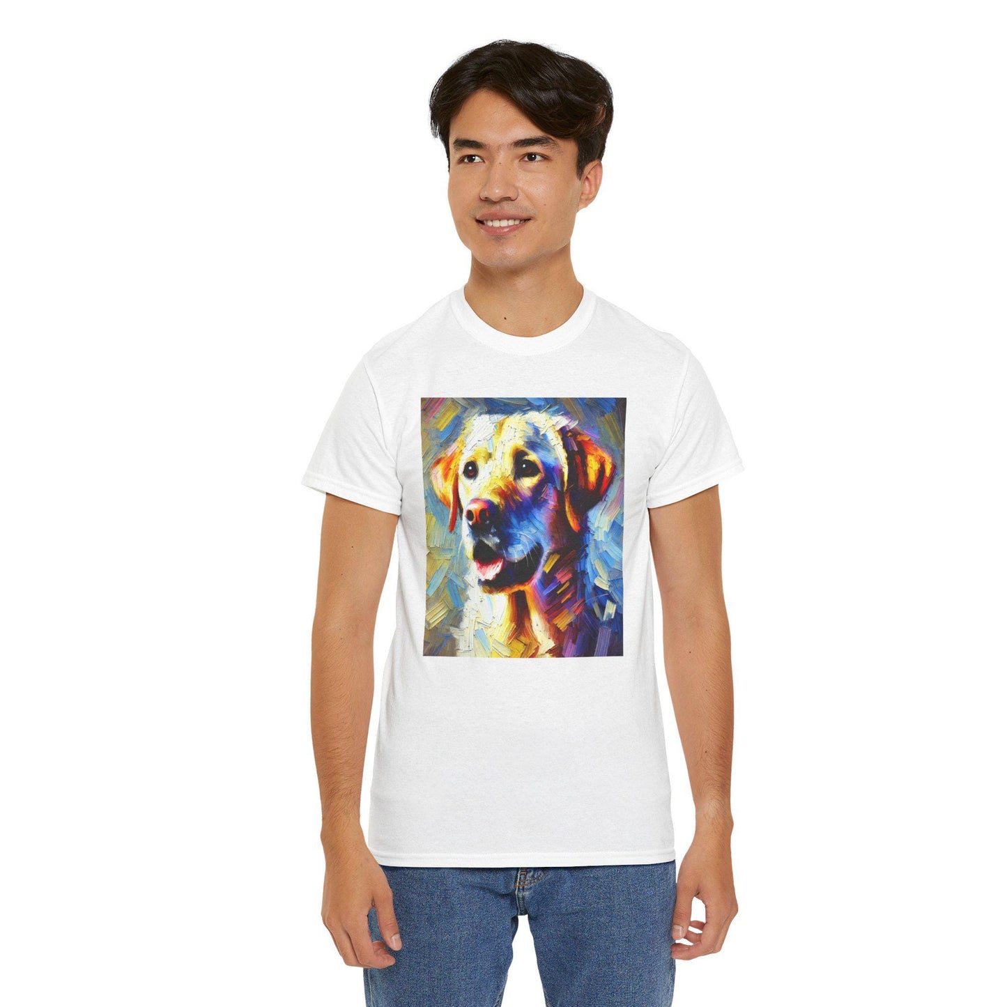 Dog Tee, Labrador Retriever Impressionist Design, Unisex LGBT Dog Lover Gift, Gay Graphic Top, Unisex Heavy Cotton T-shirt, 7 Colors 8 Sizes