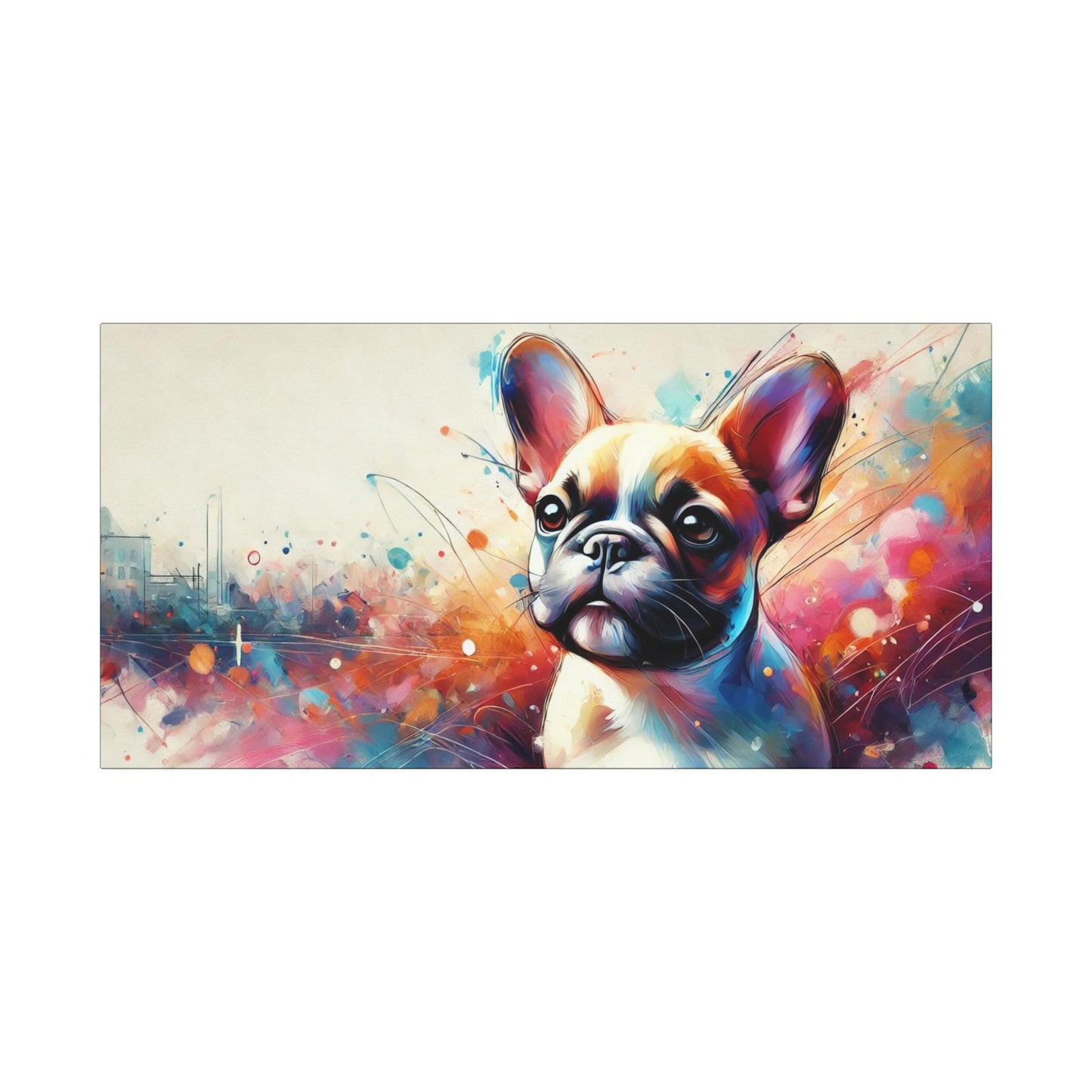 Canvas Print French Bulldog Modern Watercolor Portrait, LGBT Housewarming Gift, Gay Frenchie Lover, Matte Stretched Wall Art, 7 Sizes
