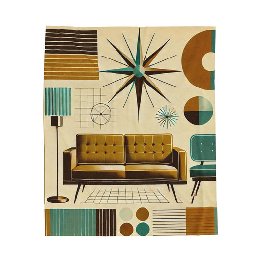 Plush Blanket, Mid-Century Modern Design, Soft Fleece Throw, Housewarming Gift, Chic Home Decor, Bauhaus Theme, Warm Bedding