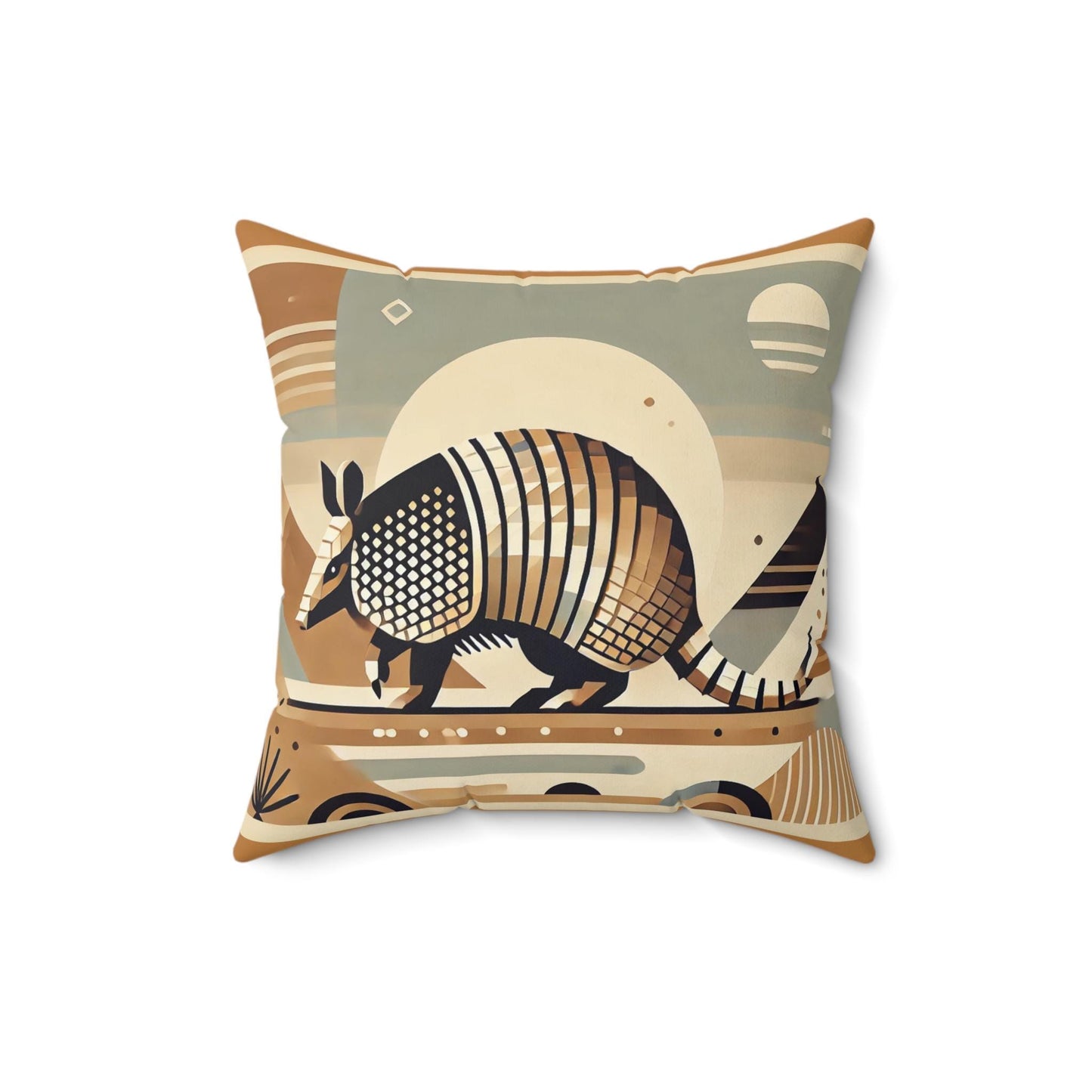 Square Pillow Modern Southwestern Armadillo Design, Housewarming Gift, Retro Charm, Soft Throw Pillow, Home Decor, Animal Lover Gift