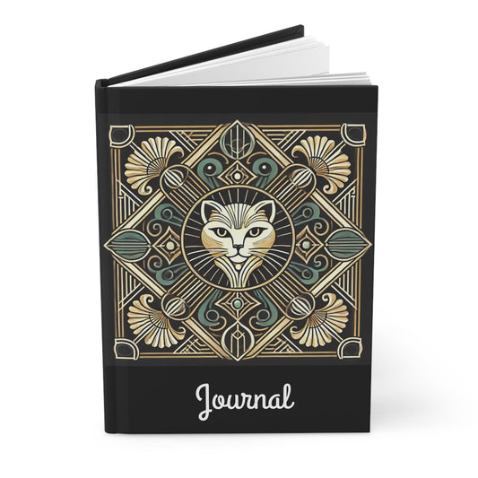 Cat Journal Hardcover, Vintage Art Deco Design, LGBT Book Lovers Gift, Retro Diary, Nature Journal, Queer Literature Notebook, Gay Cat Lover