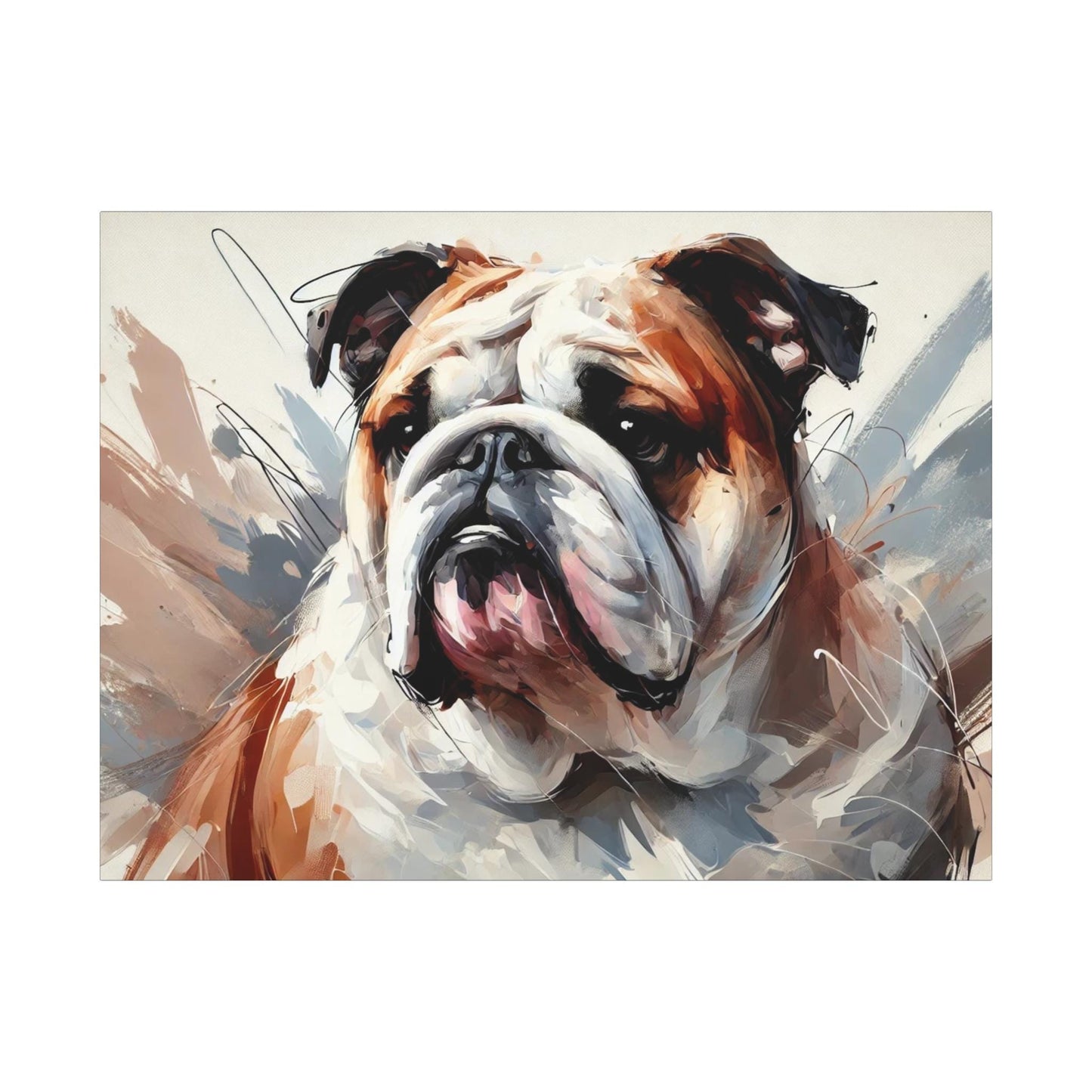 Bulldog Canvas, Original Modern Impressionist Wall Art Home Decor, Matte Stretched Print, LGBT Housewarming Gift, Gay Bulldog Dog Lover