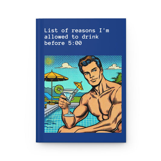 Journal Hardcover, Funny Day Drink Pop Art Design Matte Journal, Humorous Gay Notebook,  Rainbow LGBT Gift, Retro Art Diary