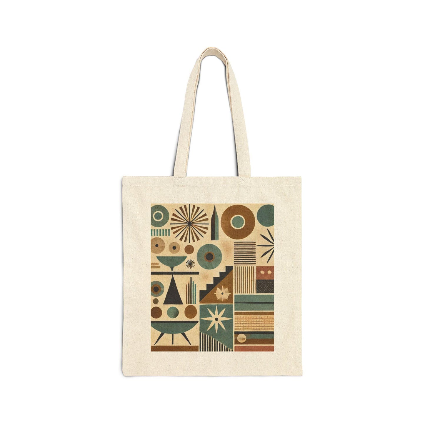 Mid-Century Modern Cotton Canvas Tote Bag - Design Lover Gift, Retro Shoulder Bag, Bauhaus Shopping Bag, Vintage Tote, Book Lover