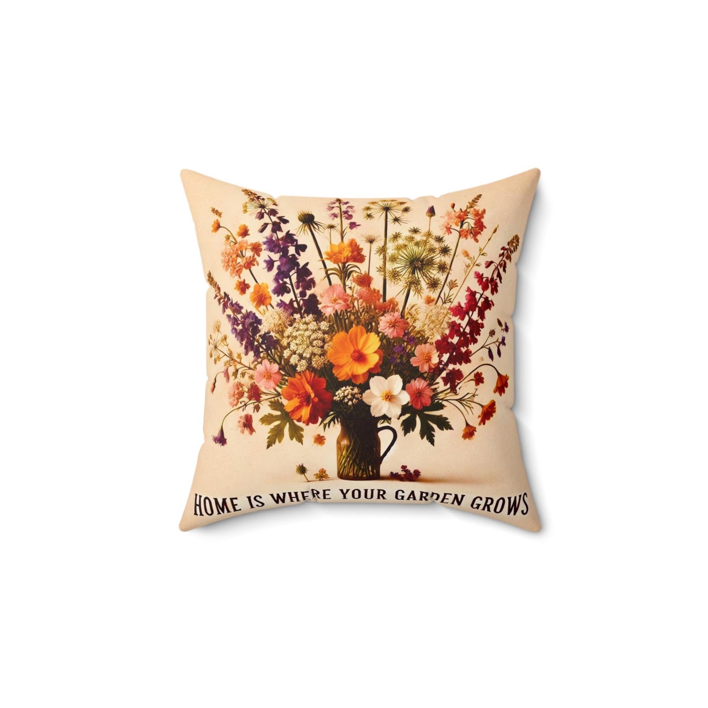 Housewarming Gift Square Pillow (14"x14"), Wildflower Gift for New Home, Best Gifts for Housewarming, Birthday Party Gifts