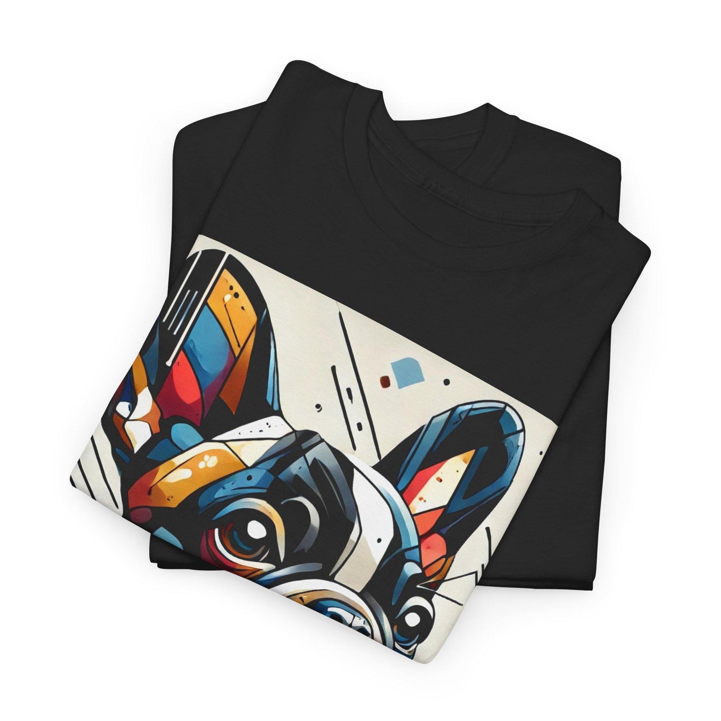 Dog Tee, French Bulldog Modern Cubist Design, Unisex LGBT Frenchie Dog Lover Gift, Gay Graphic Top, Unisex Heavy Cotton T-shirt, 7 Colors