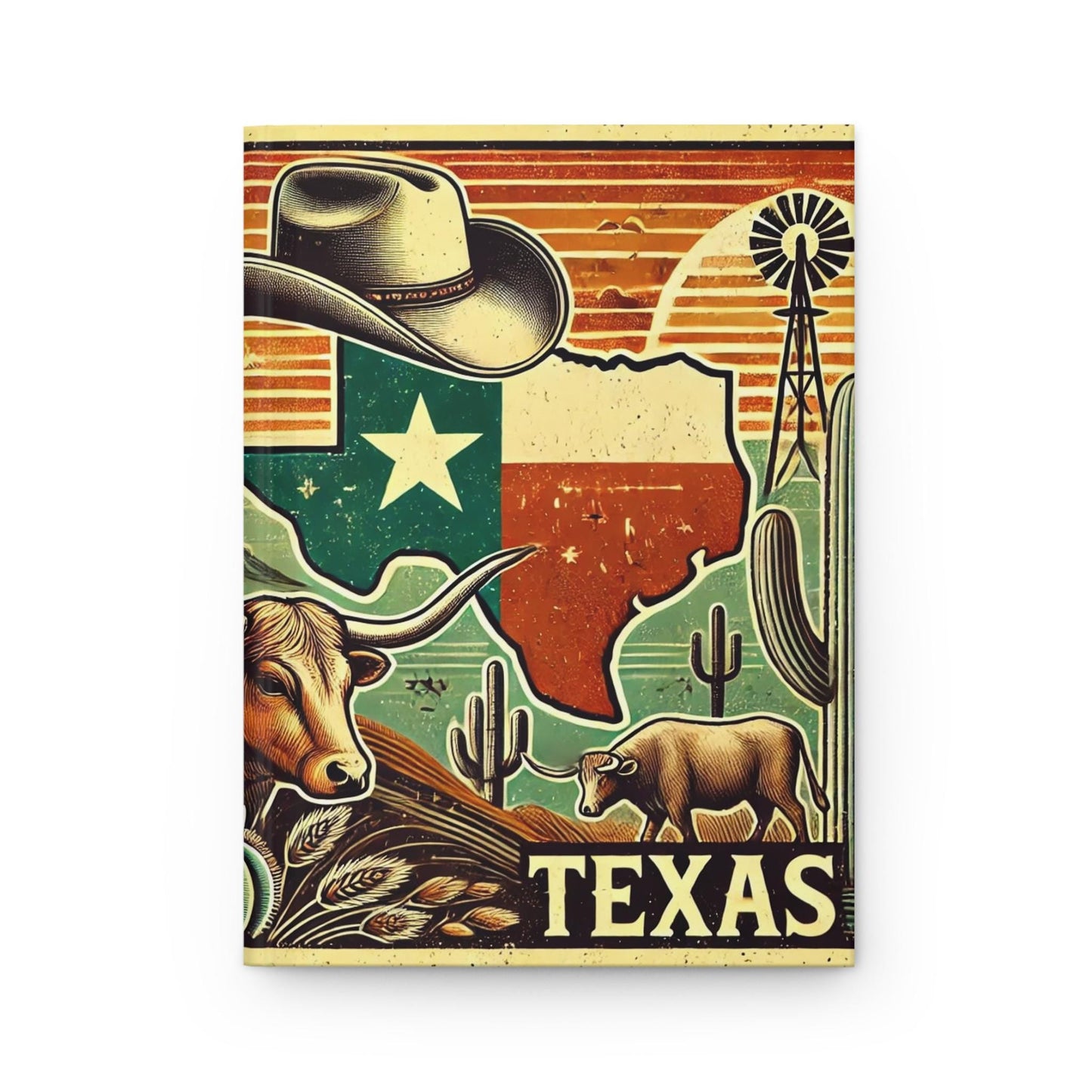Journal Texas Hardcover, Rustic Charm Notebook, Books Lovers Gift, Retro Diary, Longhorn Journal, Literature Enthusiast
