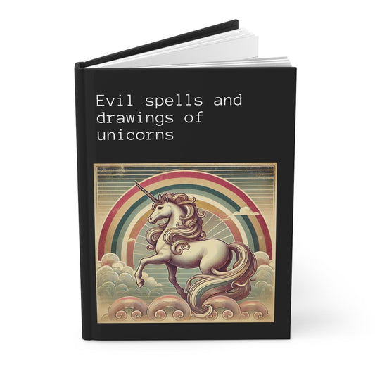 Unicorn Journal Hardcover - Funny Spells Vintage Design Turquoise Matte Journal - Humorous Notebook, Book Lovers Gift, Retro Art Diary