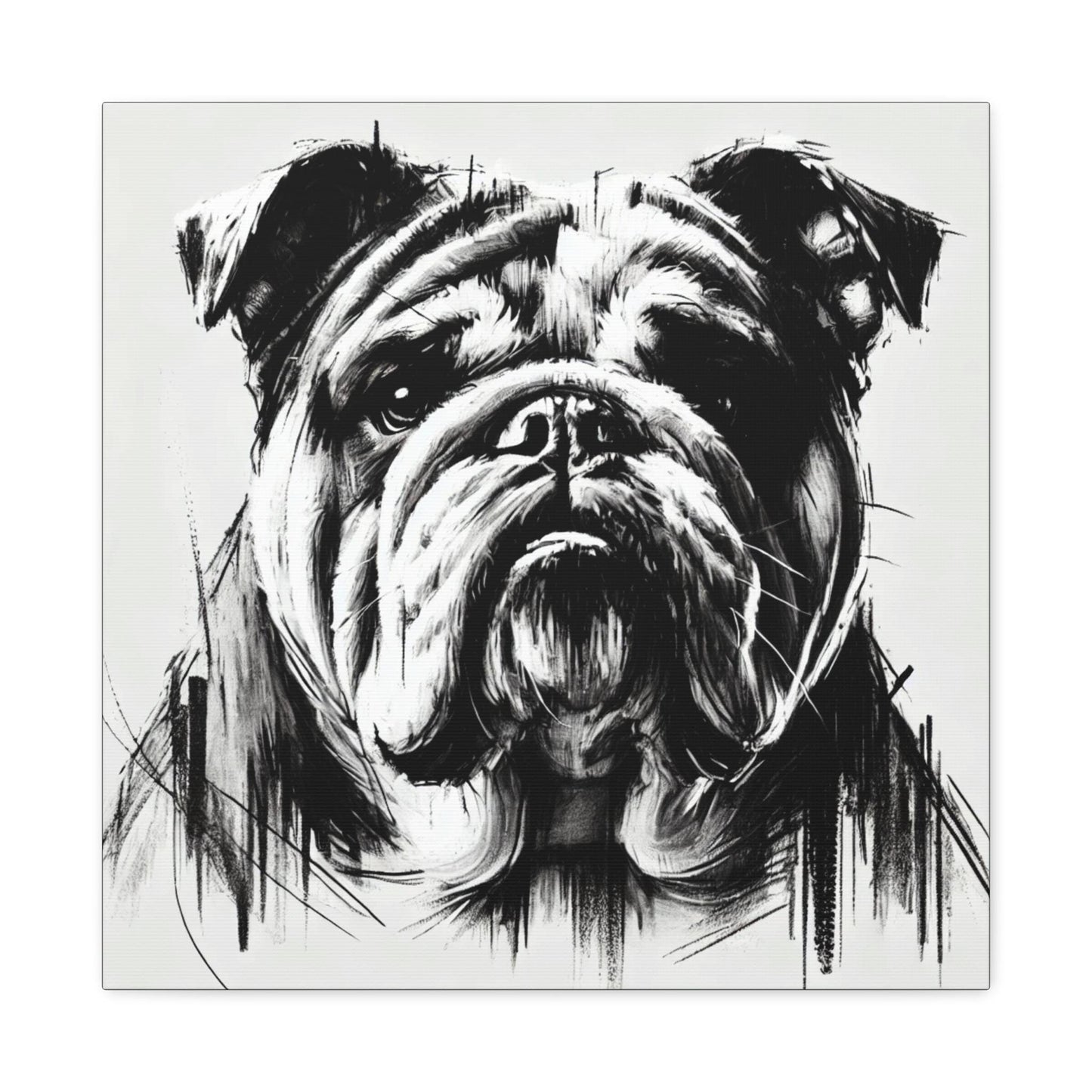 Bulldog Matte Canvas Print, Classic Charcoal Sketch Design, Dog Wall Art, Modern Queer Decor, LGBT Housewarming Gift, Gay Bulldog Dog Lover