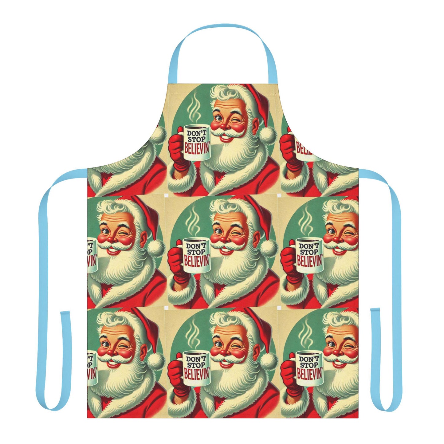 Funny Christmas Gift Apron, 5-Color Straps to Choose From, Grilling, Kiss the Cook, Santa Claus
