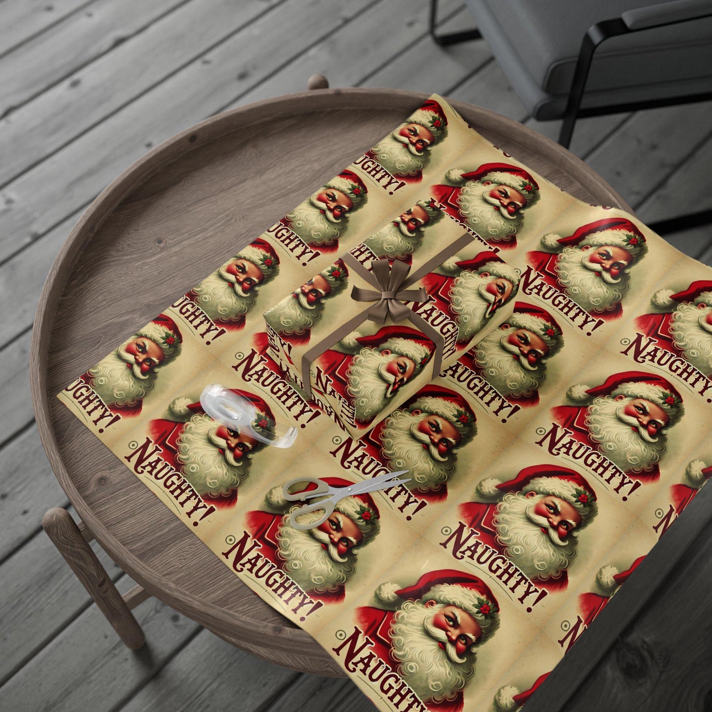 Naughty Santa Wrapping Paper, Funny Gift Wrap for Christmas Presents