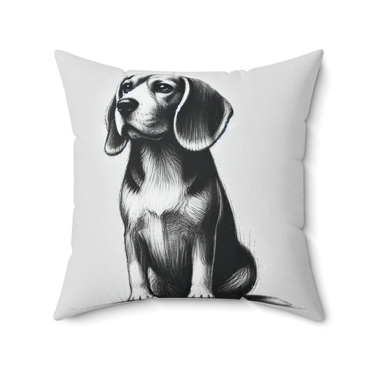 Pillow Beagle Modern Charcoal Sketch Design, Unique Housewarming Gift, Modern Art Charm, Soft Throw Pillow, Chic Home Decor, Dog Lover Gift