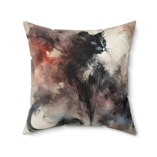Pillow Modern Abstract Watercolor Cat 1 Design, Stylish Housewarming Gift, Soft Throw Pillow, Upscale Home & Office Decor, Cat Lover Gift