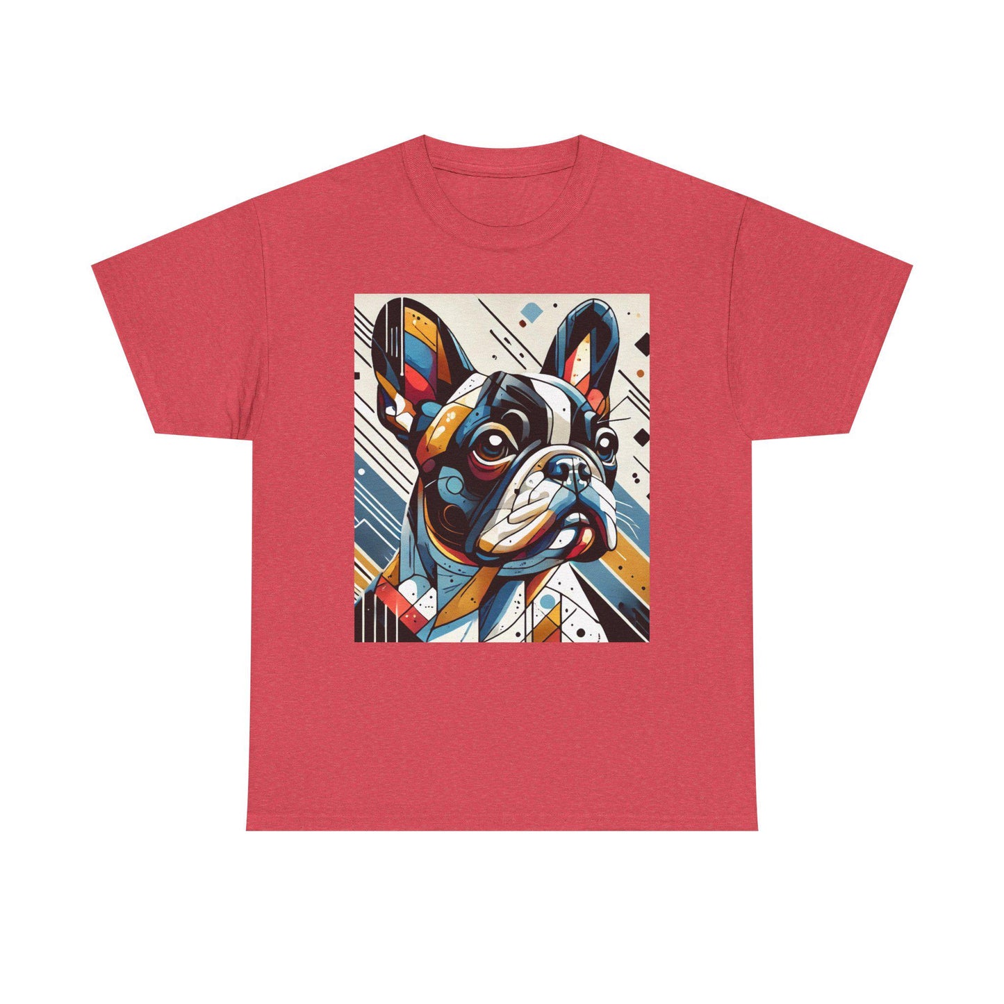Dog Tee, French Bulldog Modern Cubist Design, Unisex LGBT Frenchie Dog Lover Gift, Gay Graphic Top, Unisex Heavy Cotton T-shirt, 7 Colors