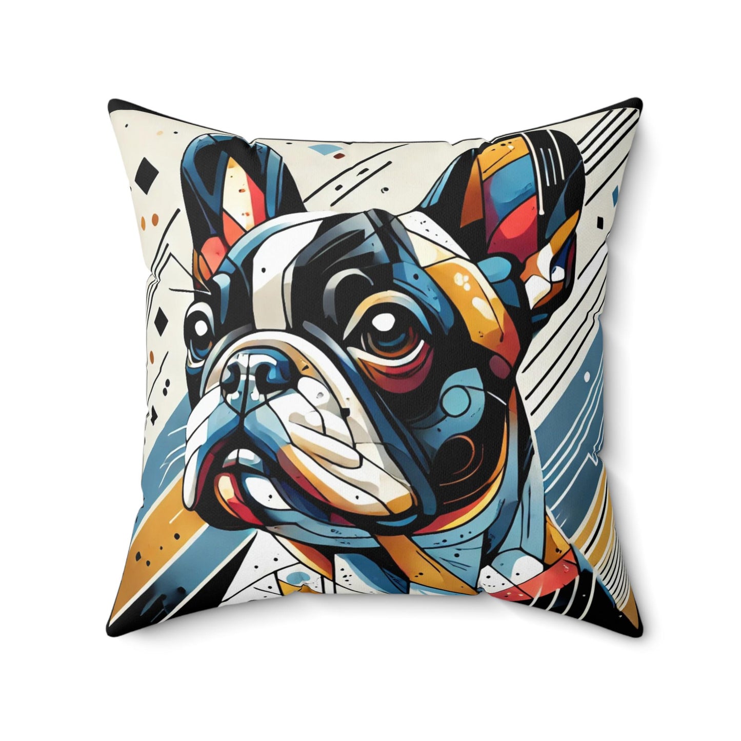 Pillow French Bulldog Cubist Design, Unique Housewarming Gift, Modern Art Charm, Soft Throw Pillow, Chic Home Decor, Frenchie Dog Lover Gift