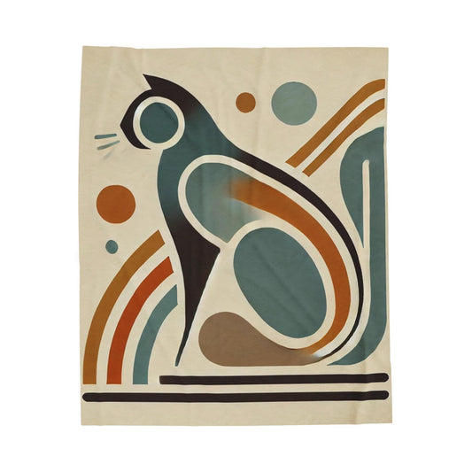 Velveteen Blanket, Cat Mid-Century Modern Vibe, Vintage Charm, Cozy Cat Lover Throw, Home Decor Accent, Unique Gift Idea for Animal Lovers,