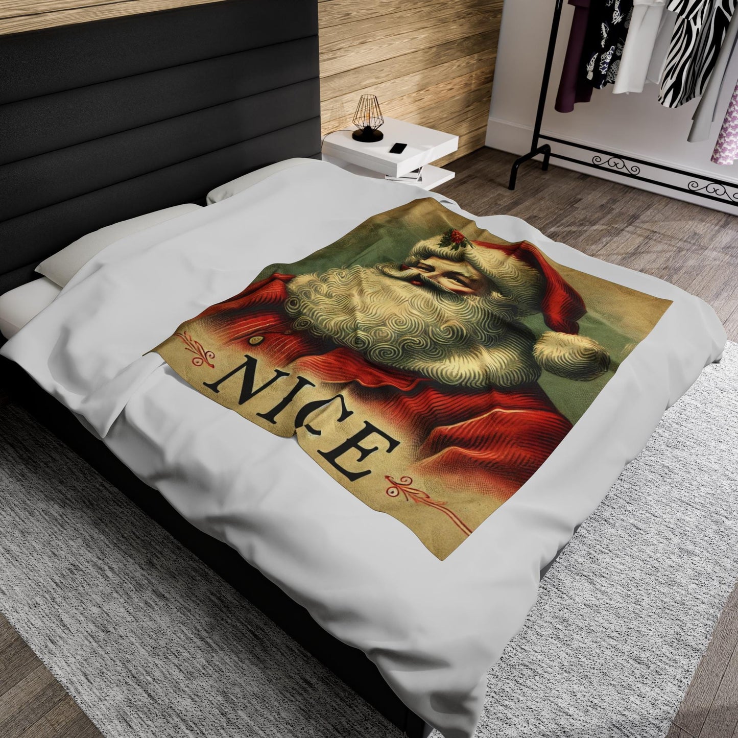 Nice Plush Blanket, Santa Claus Design, Soft Fleece Throw, Housewarming Gift, Holiday Home Decor, Christmas Theme, Warm Bedding