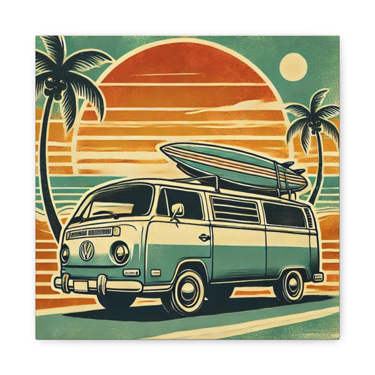 Canvas Print, Surfs Up, California Dreaming, Housewarming or Birthday Gift, Retro Vintage Charm, Wall Art Decor, Stretched Matte