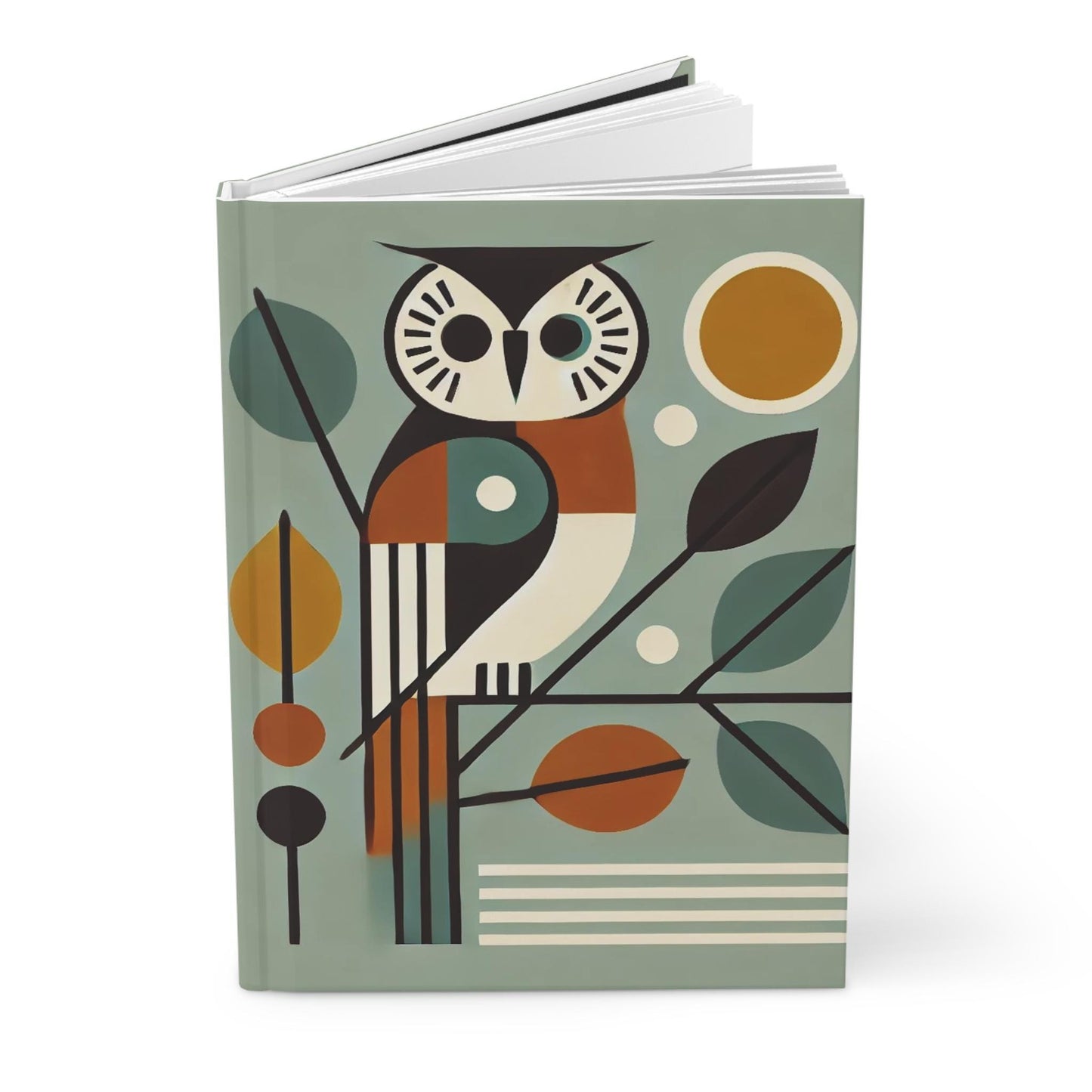Owl Hardcover Journal, Mid-Century Vintage Charm Notebook, Books Lovers Gift, Retro Matte Diary, Wise Owl Journal, Literature Enthusiast