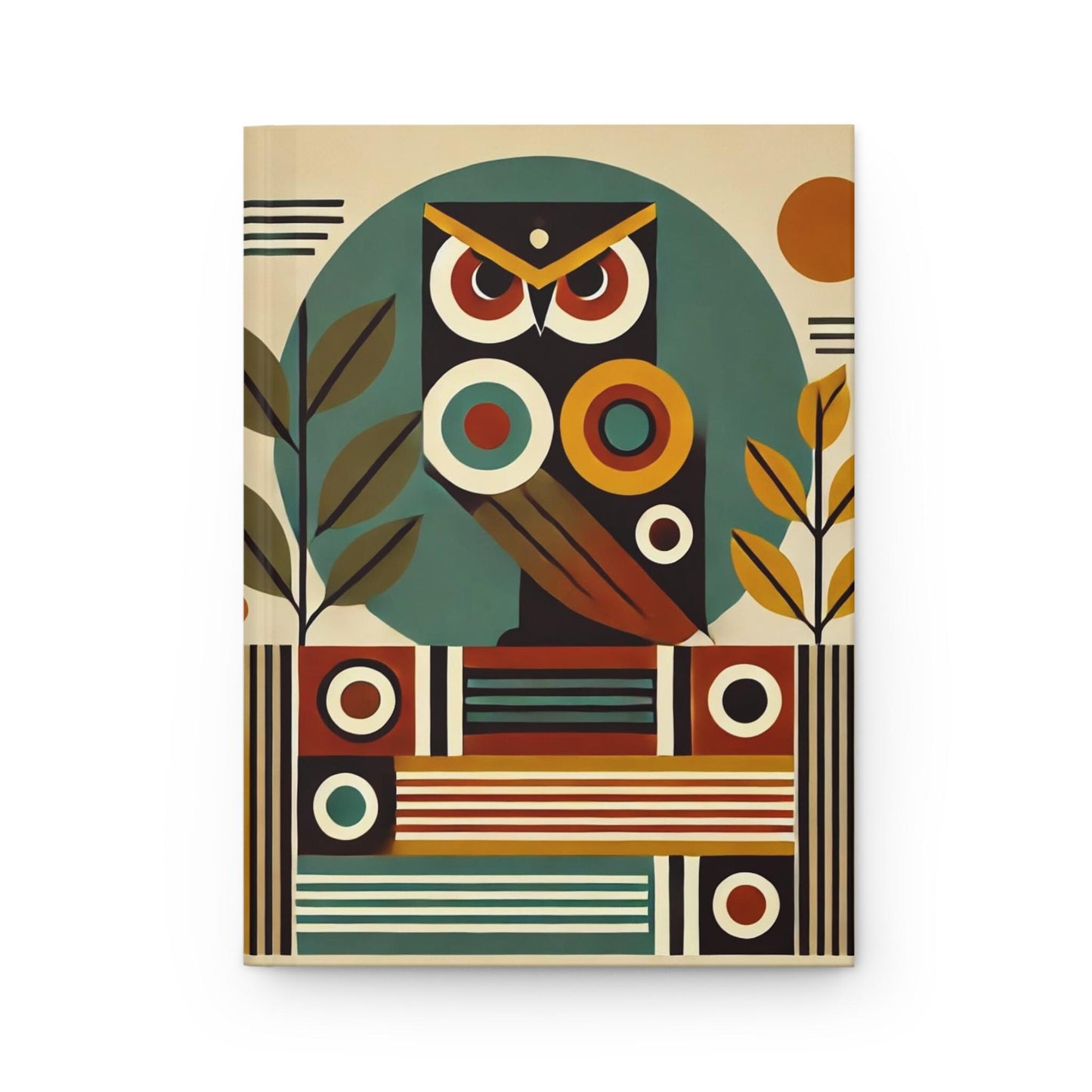 Owl Hardcover Journal, Mid-Century Vintage Charm Notebook, Books Lovers Gift, Retro Matte Diary, Wise Owl Journal, Literature Enthusiast