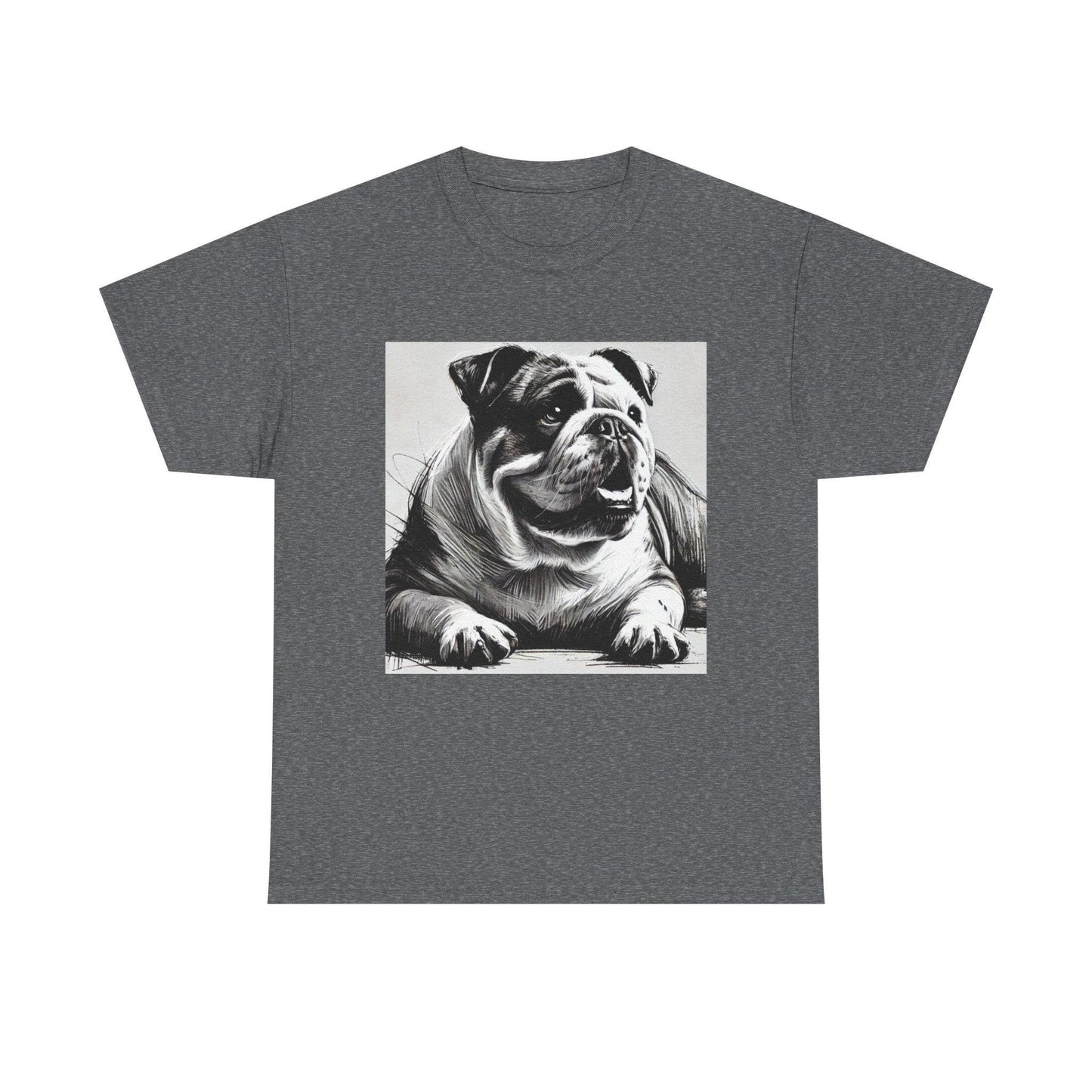 Dog Tee, Bulldog Modern Charcoal Sketch Design, Unisex LGBT Bulldog Dog Lover Gift, Gay Graphic Top, Unisex Heavy Cotton T-shirt, 7 Colors