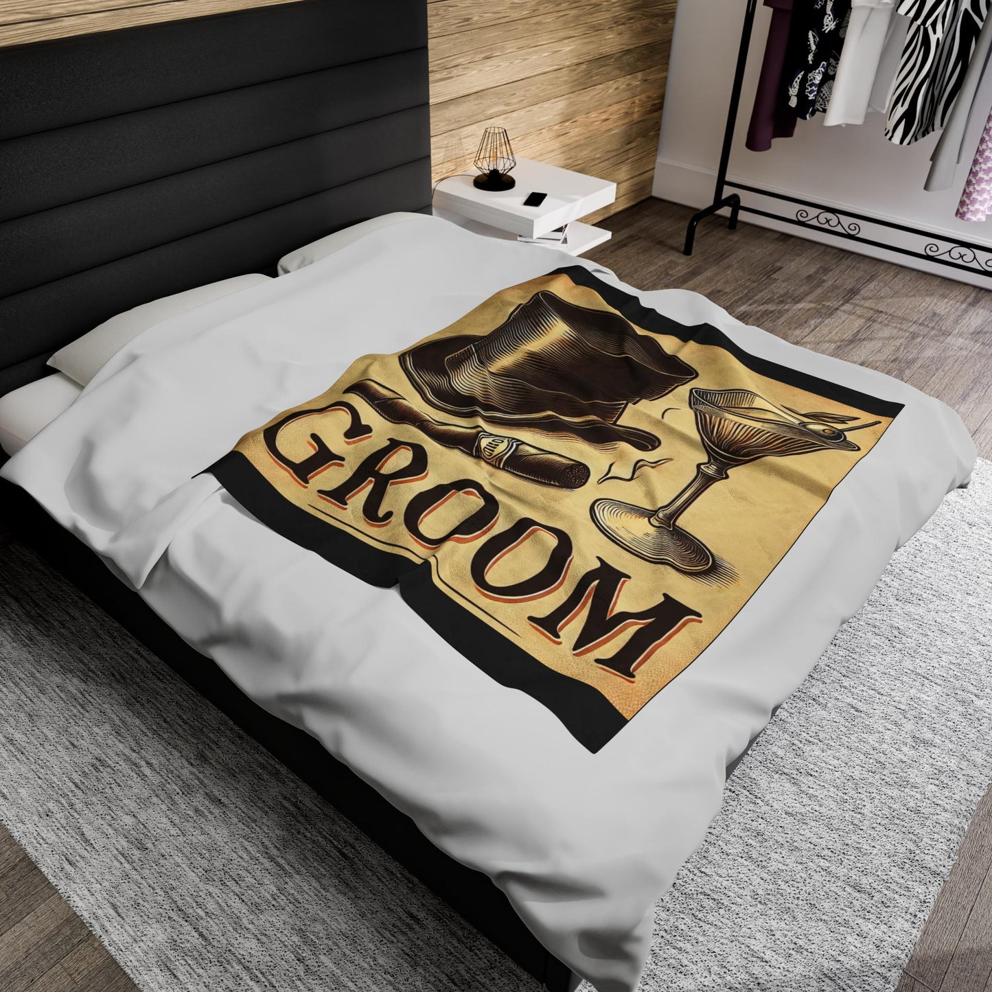 Plush Blanket, Groom Wedding Party Gift, Cozy Classy Decor, Soft Throw Blanket, Warm Fleece Bedding, Bachelor