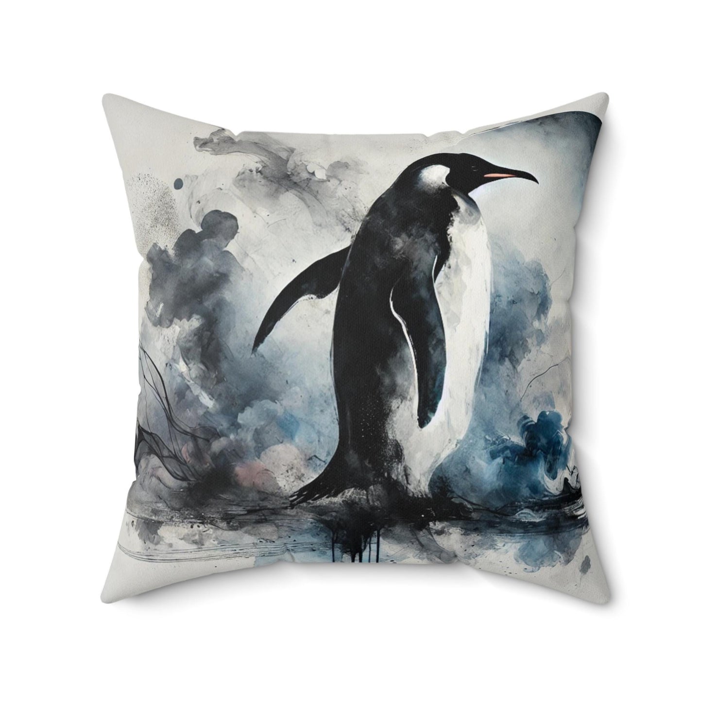Pillow Modern Abstract Watercolor Penguin 3 Design, Stylish Housewarming Gift, Soft Throw Pillow, Upscale Wall & Office Decor