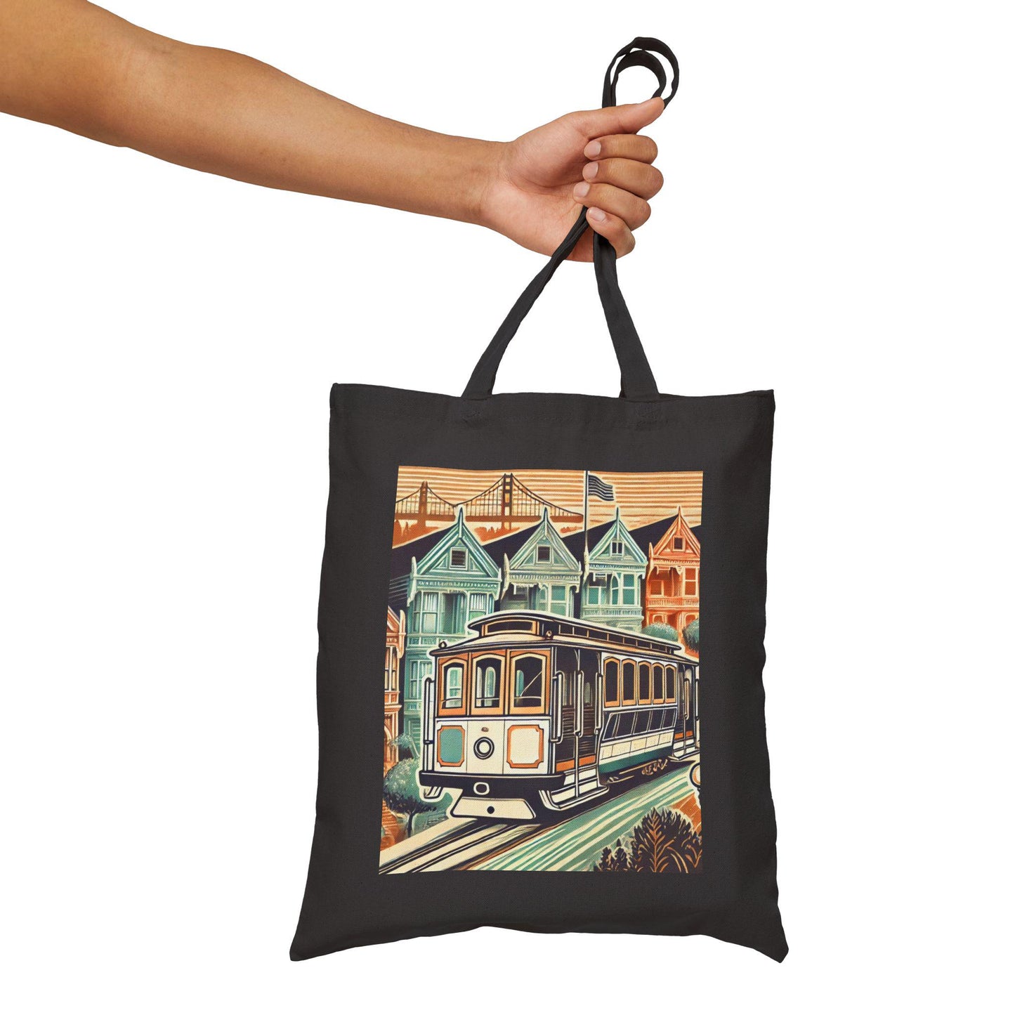 San Francisco Tote Bag, Golden Gate Bridge, Reusable Shopping Bag, Eco-Friendly Grocery Bag, Vintage Design, Travel