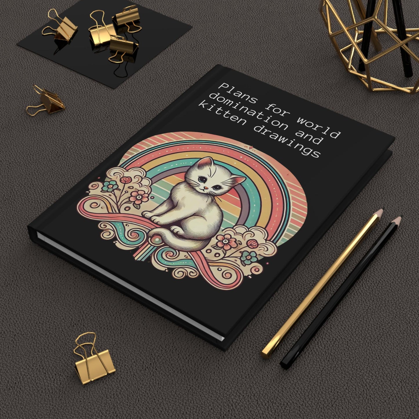 Cat Journal Hardcover - Funny Domination Vintage Design Matte Journal - Humorous Notebook, Book Lovers Gift, Retro Art Diary