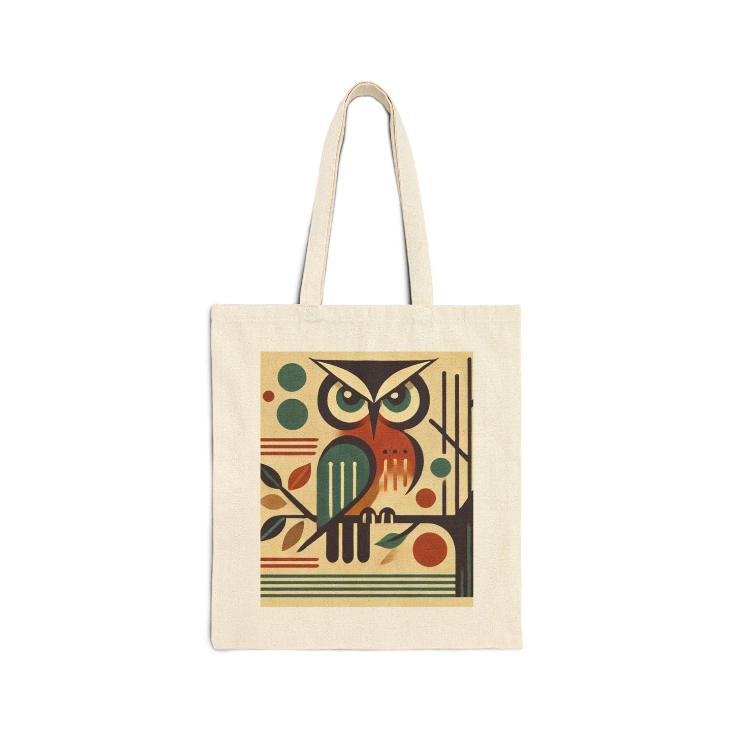 Mid-Century Modern Owl Cotton Canvas Tote Bag - Owl Lover Gift, Retro Shoulder Bag, Shopping Bag, Vintage Owl Tote, Book Lover